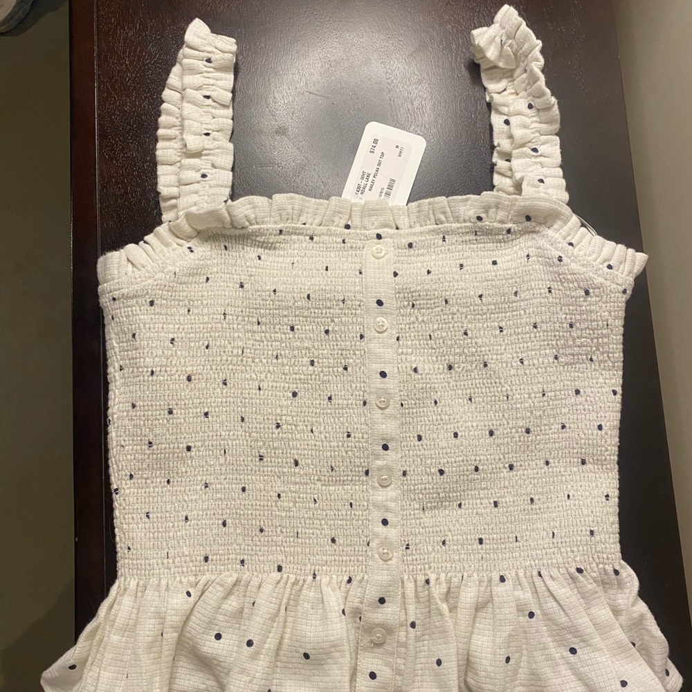 Kyle and Kendall Collection White Polka Dot Top